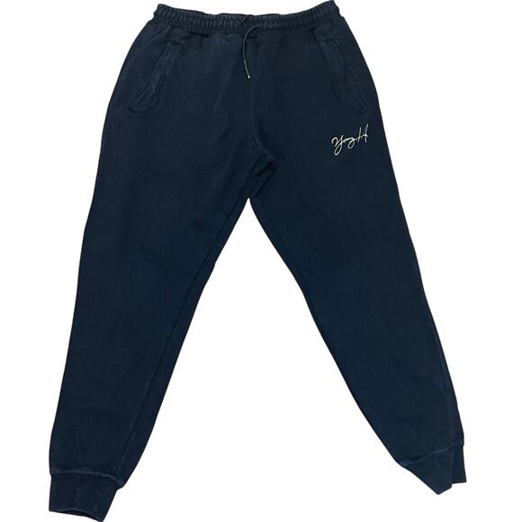 YoungLA Men's XL Dark Navy Blue‎ Sweat Jogger Pant Cuff Ankle Tie Elastic Waist - Picture 1 of 7